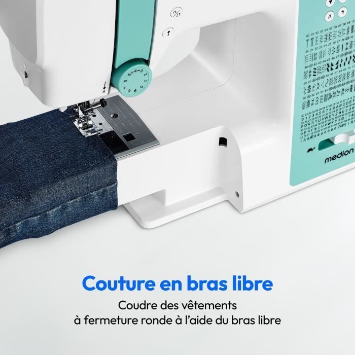 Machine à Coudre Numérique - MEDION - SD 36 - 38W - 270 Points - 700 tr/min - LED - Turquoise