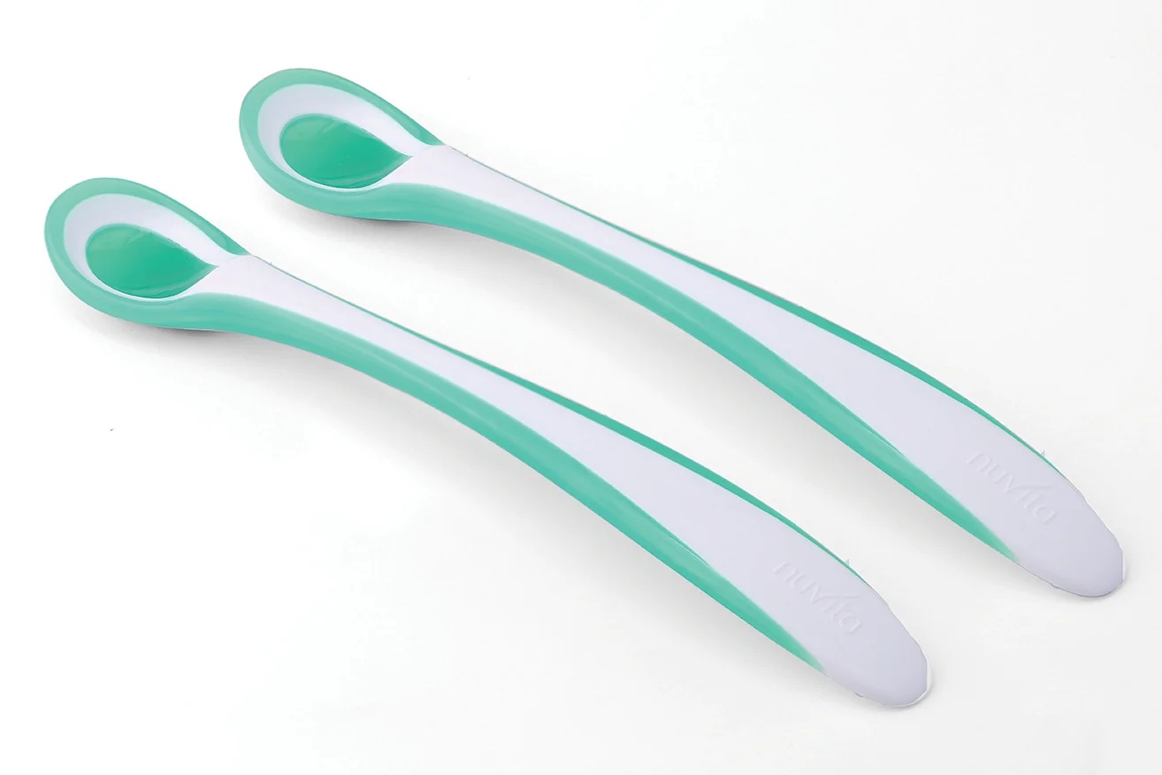 Conjunto de 2 colheres termossensíveis para papinha de bebê Nuvita