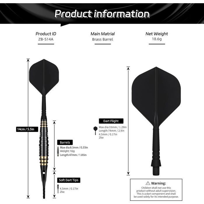 Professional Darts for Electronic Target Shooting - 3 Pack 18g with 30 Plastic Tips