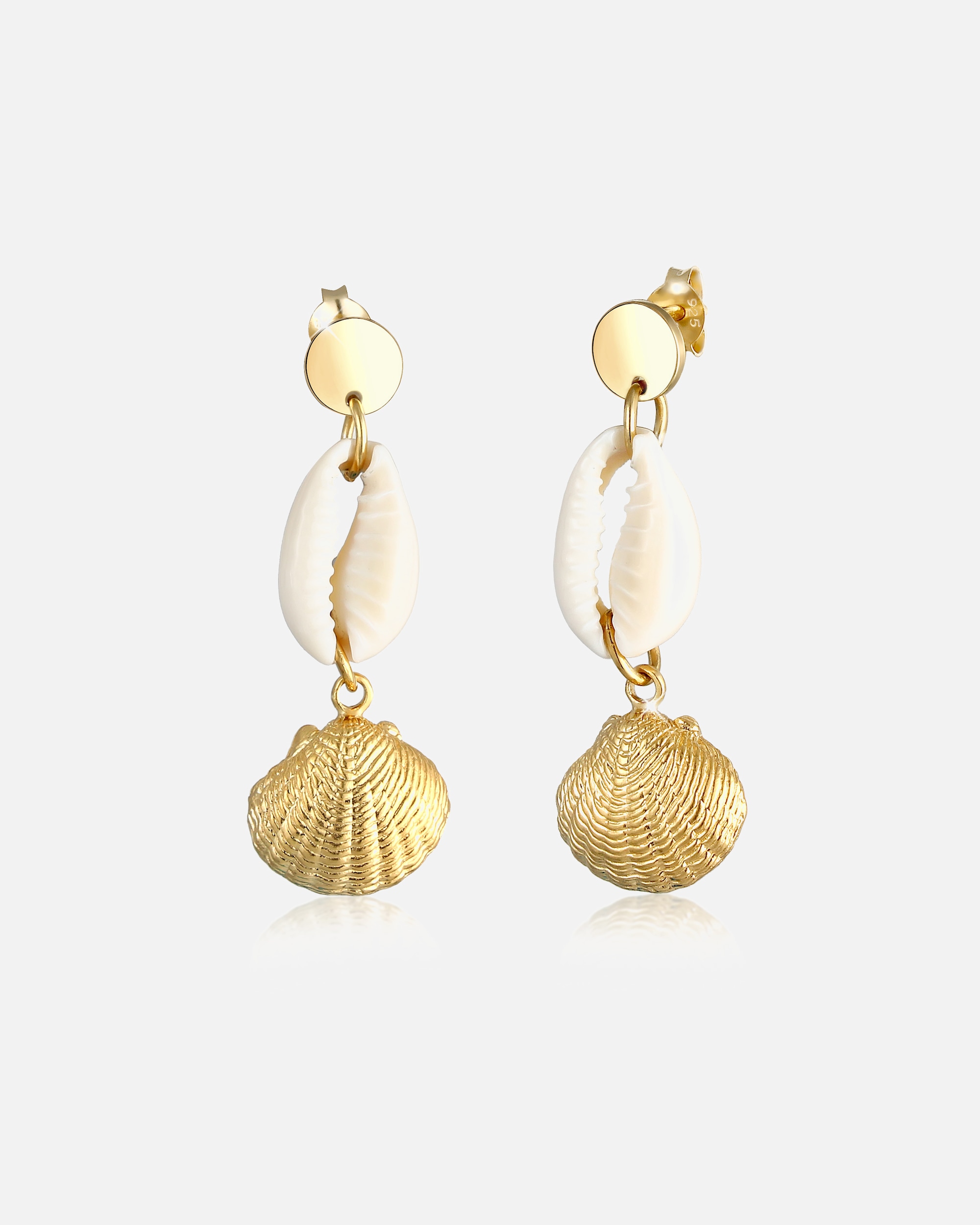 Elli Coquillages Été Plage Mer Boucles d'Oreilles Femme - (925/1000) Argent Plaqué Or