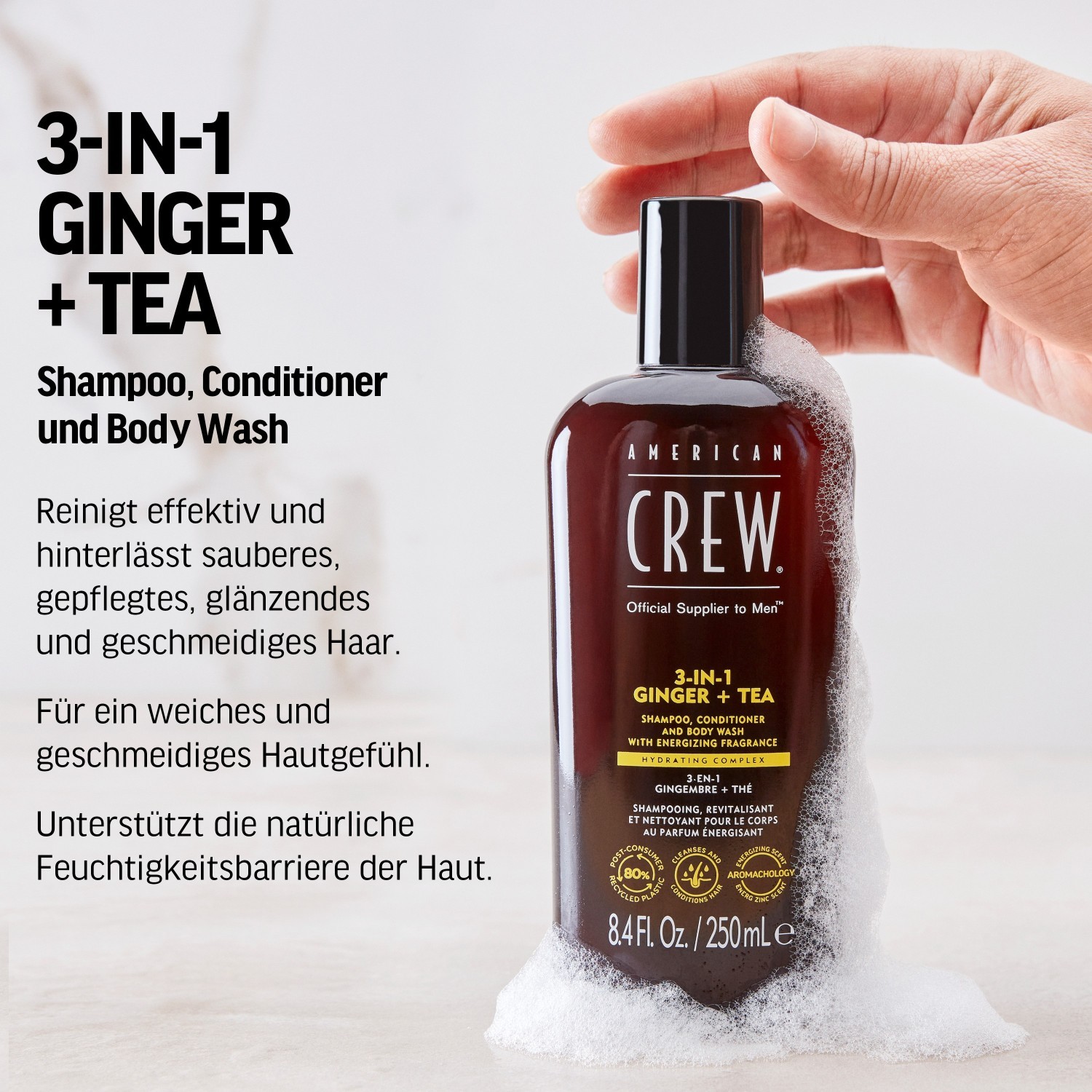 American Crew 3-v-1 šampón so zázvorom a čajom - 250ml