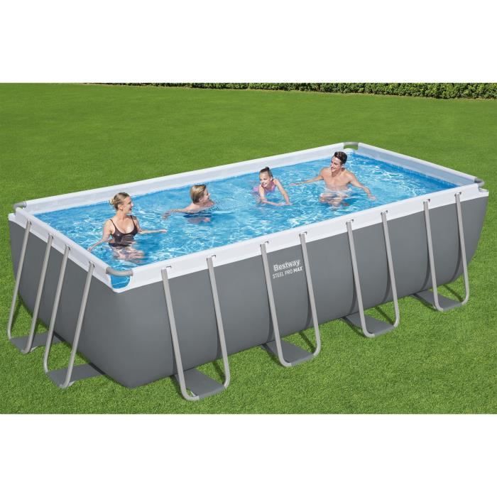 Kit de piscina tubular elevada BESTWAY - Steel Pro Max™ - 488 x 244 x 122 cm - Rectangular (filtro de cartucho, cubierta, escalera)