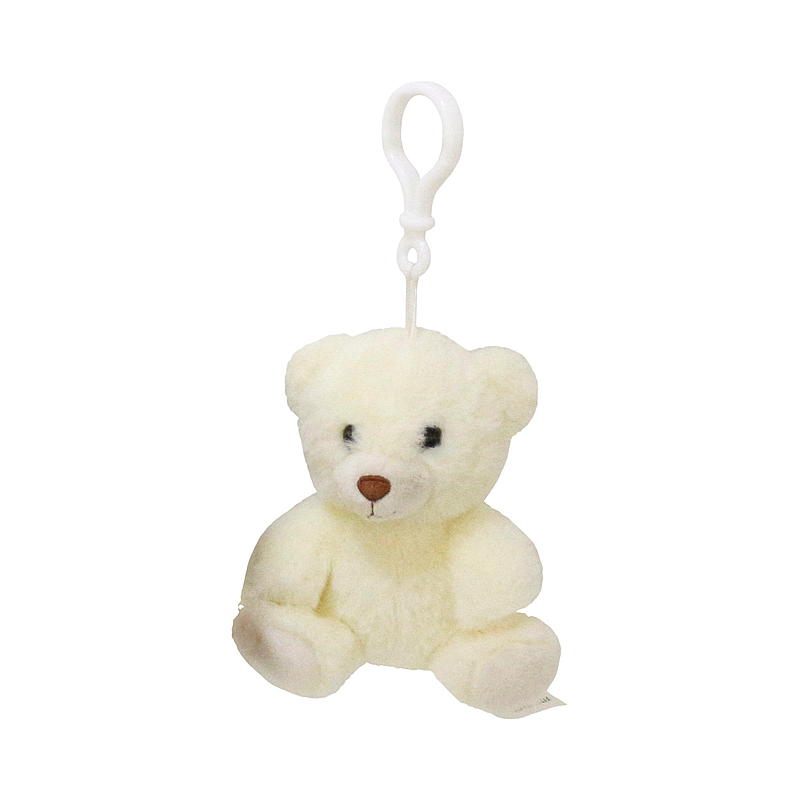 FunToys mini teddybjørn med klips hvit