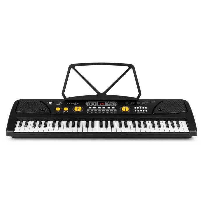 MAX KD61 Pakket - Keyboard met 61 toetsen en standaard | Elektronische piano voor beginners - Zwart