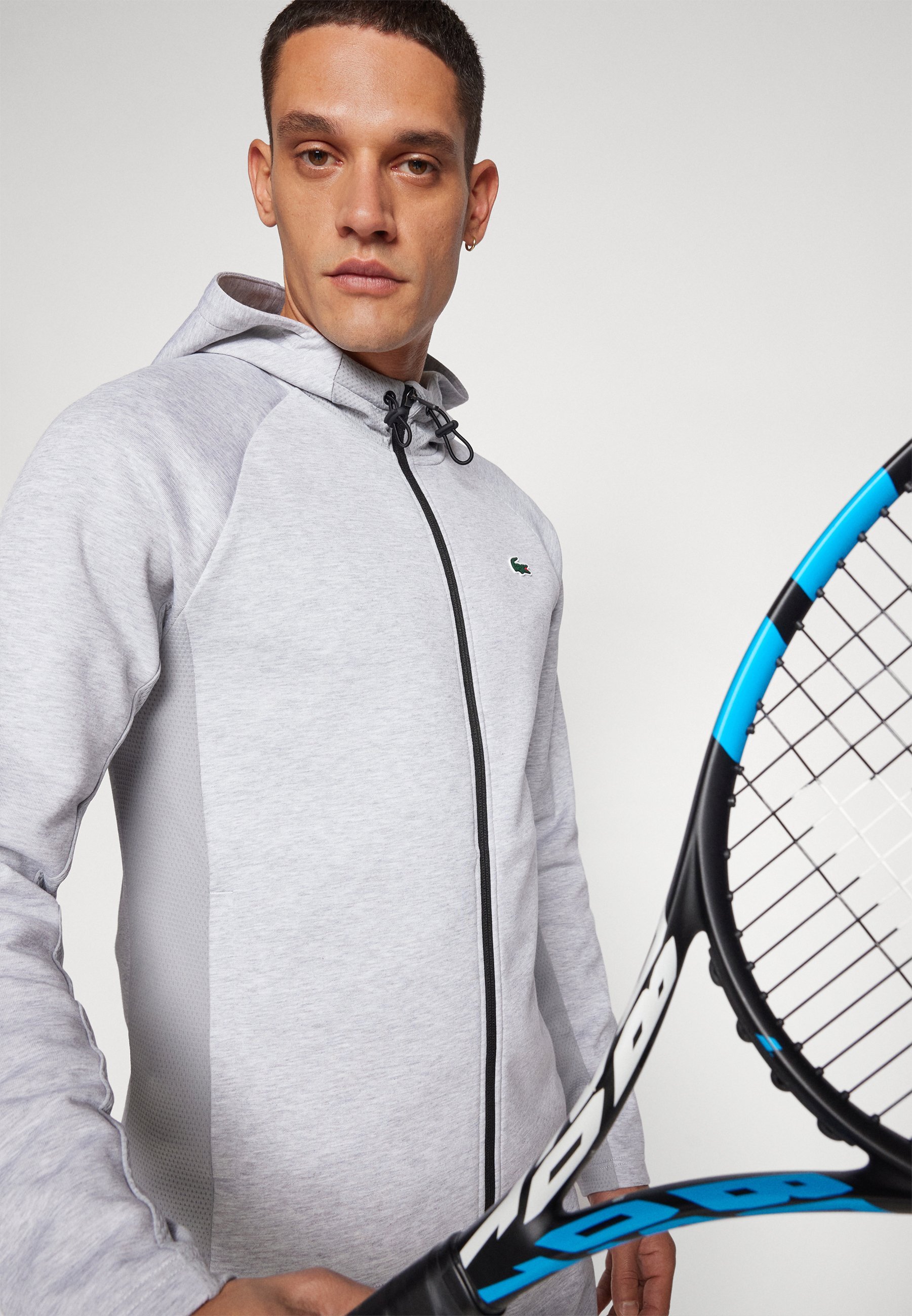 Lacoste Sport JACKET HOODED CLASSIC - Treniruočių striukė - sidabro spalvos / dramblio pilka