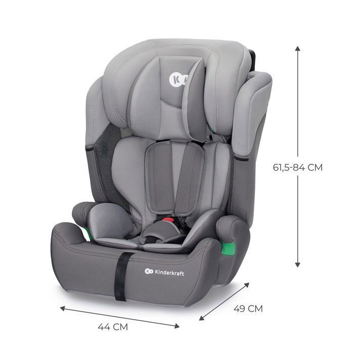 Silla de coche Kinderkraft COMFORT UP I-SIZE, 76–150 cm, de 15 meses a 12 años, reposacabezas ajustable, fácil instalación, gris.