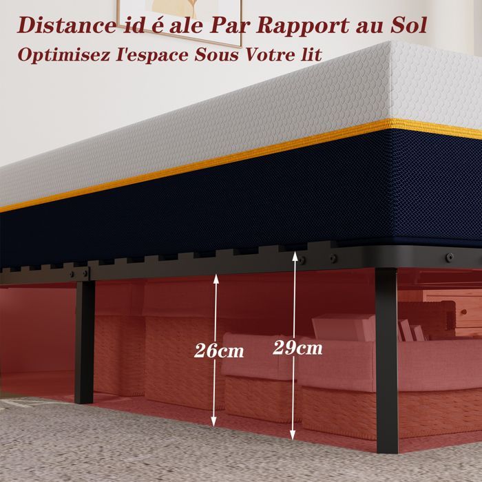 TUNCCO Lattenrost 140 x 190 cm, 29 cm hoch, für Erwachsene, 2 x 14 Latten, 9 Beine inklusive