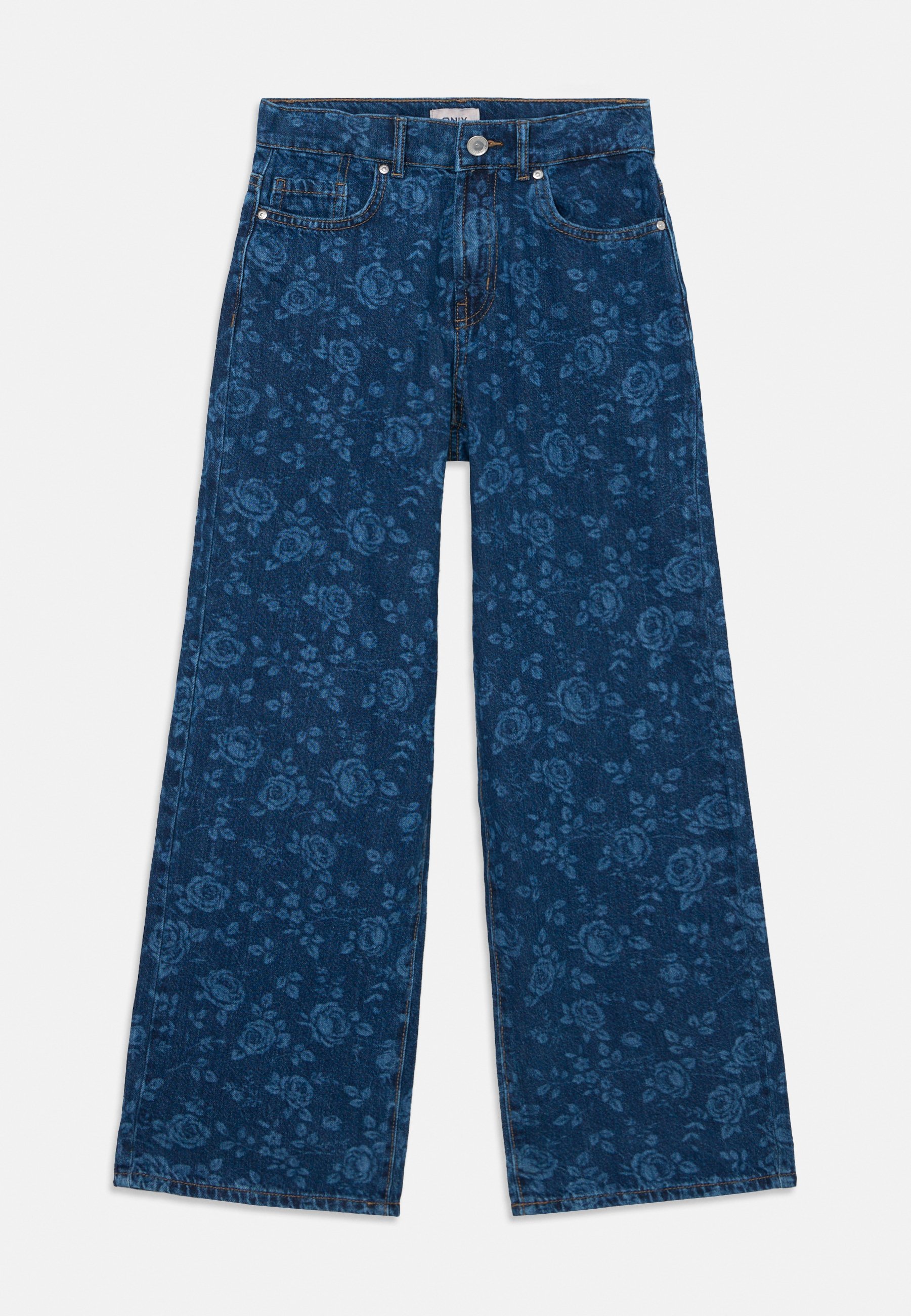ONLY GIRLS KOGHOPE WIDE ROSE - Jeans a gamba dritta - denim blu medio