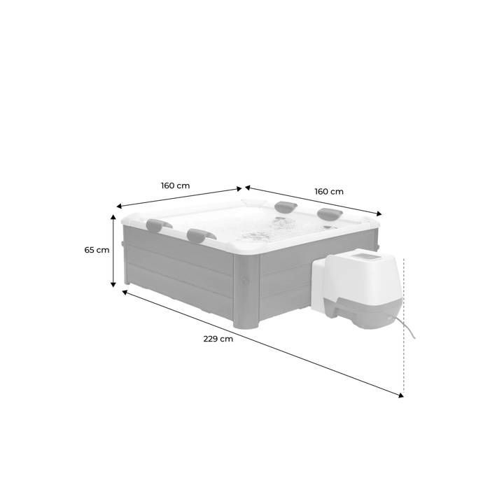 OSLO AMBER 6-person rigid square beige spa with hydromassage and 4 cushions