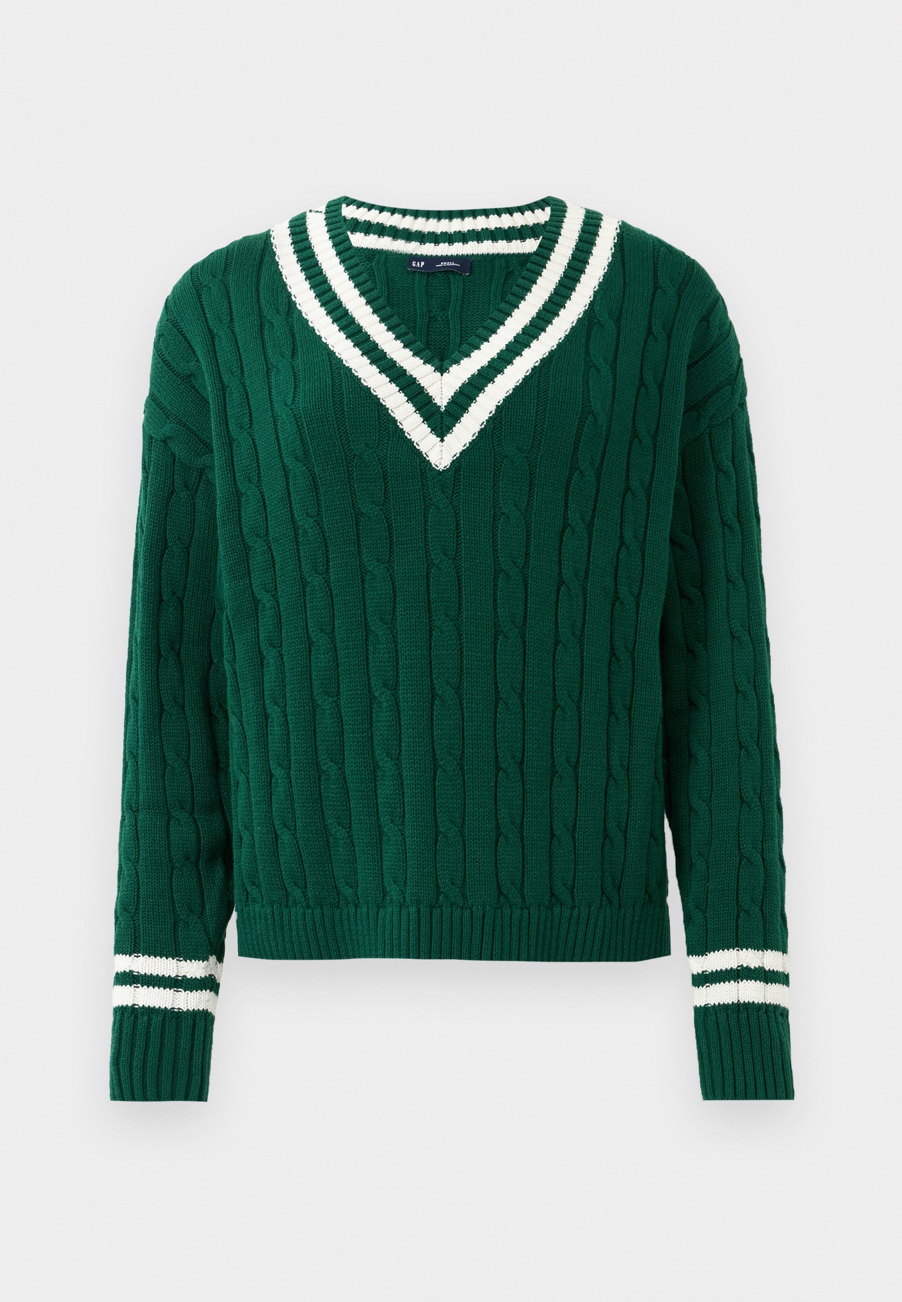 GAP Baumwollpullover mit V-Ausschnitt und Zopfmuster – zeitloser Glamour