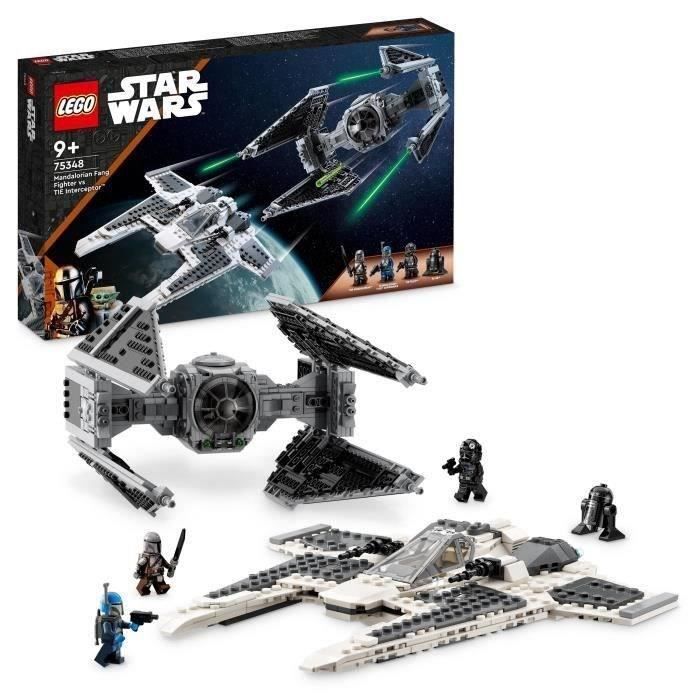 LEGO Star Wars 75348 Mandalorian Fang Fighter vs. TIE Interceptor, Spaceship Toy