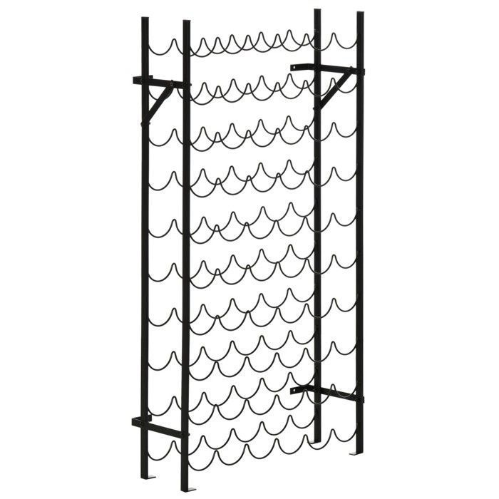 Wall-Mounted Wine Rack for 60 Bottles, Modern Black Design, for Wine Cellar, Bar, or Kitchen