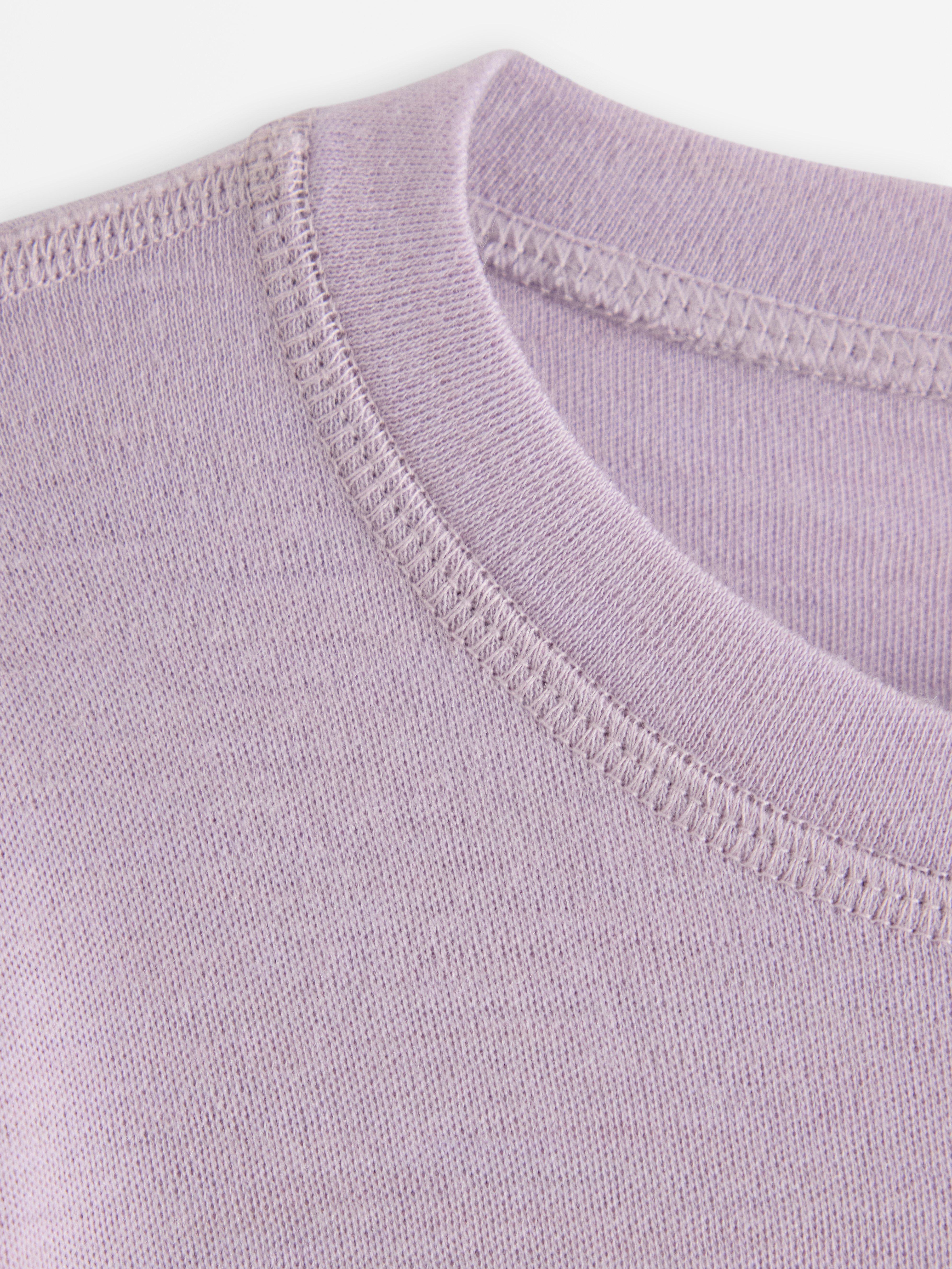 Haut à manches longues en laine mérinos, couleur lilas clair