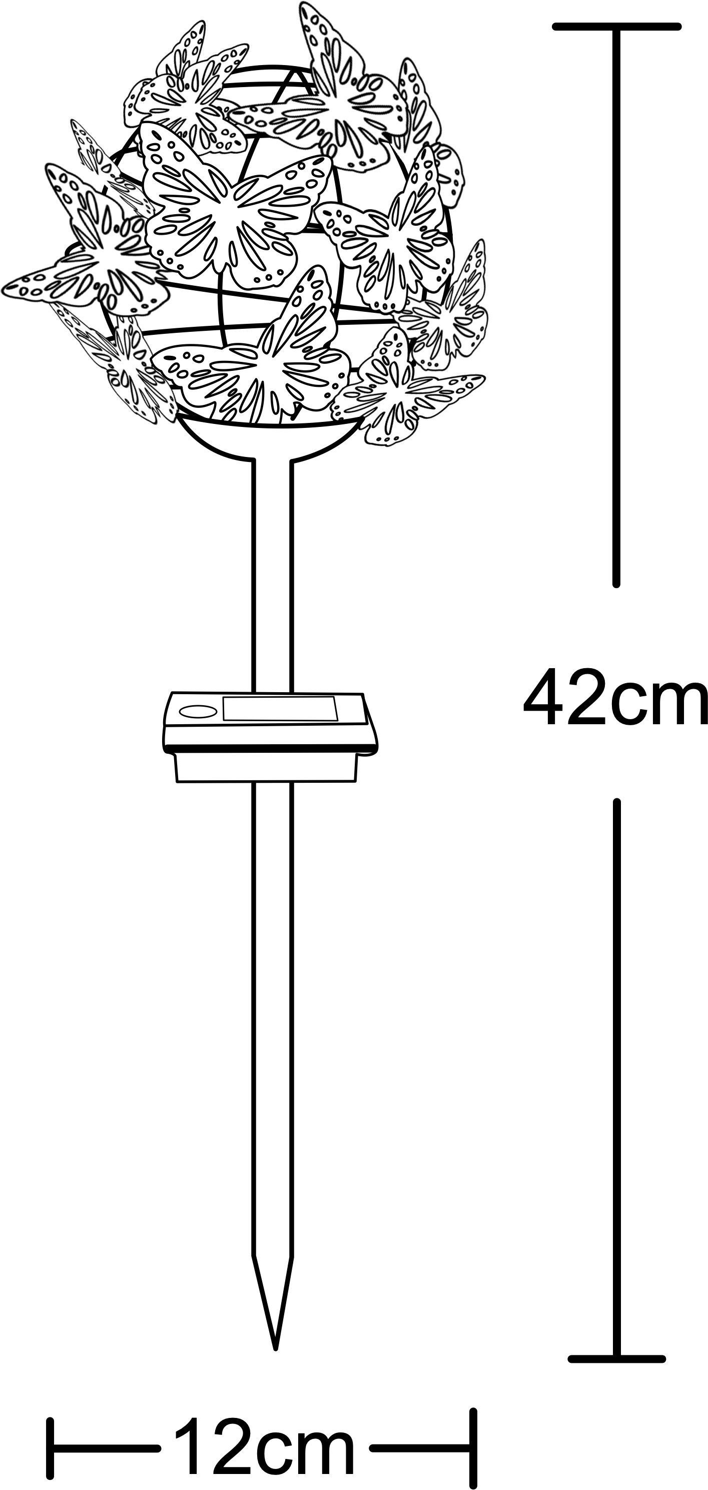 Aurinkoenergialla toimiva perhospilvikoriste - GALIX - G2623 - Metalli - Korkeus 42 cm - 24 mikro-LEDiä - Lämmin valkoinen - 3 lumenia