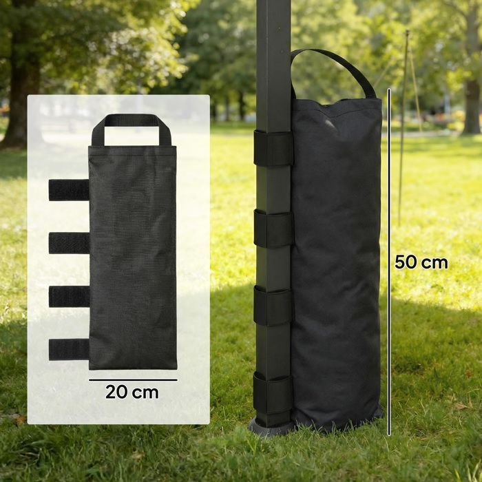 Juego de 8 bolsas de peso para cenador - Outsunny - 40 kg - Tejido Oxford 600D resistente - Patas de tienda - Negro