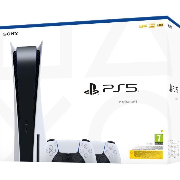 Console PlayStation 5 Standard + 2ème Manette DualSense Blanche