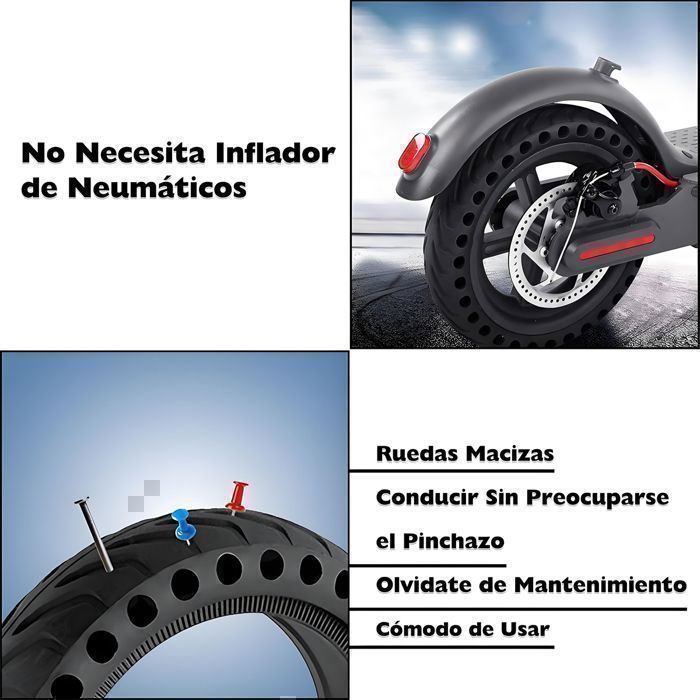 Pneu Plein pour Xiaomi M365/Pro/Pro 2 Trottinette Electrique,Anti Dérapant Anti Crevaison Increvable Solide 8,5 Pouces Avant/Arrière