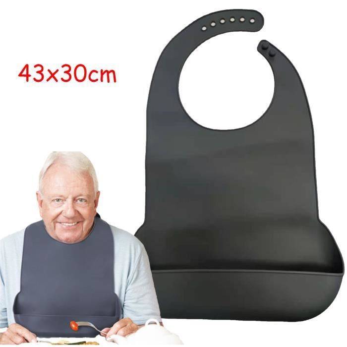 Adult Bib, Waterproof Apron, Adjustable Silicone Meal Bib with Pocket and Crumb Catcher, for Patients, Elderly People, and Eating