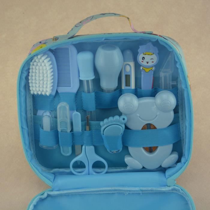 13PCS Trousse de Soin et Santé Pour Bébé Essentiel de Toilette - Bleu