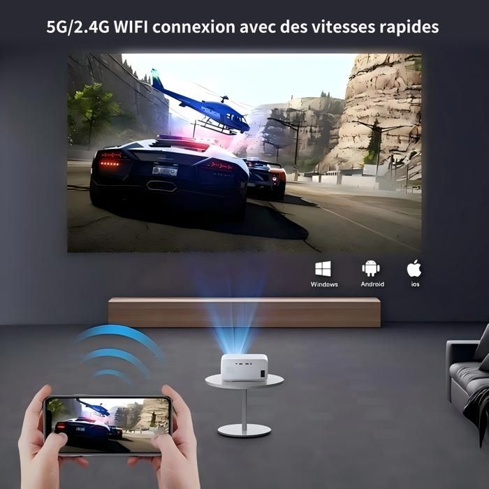 Projetor de vídeo - Full HD 1080P compatível - VISULAPEX V3P - Mini projetor portátil - Projetor 5G WiFi Bluetooth