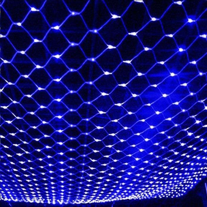 Rosnek Outdoor String Lights 6x4m 880 LEDs with Plug, IP44 Waterproof, 8 Modes for Christmas and Garden - Blue