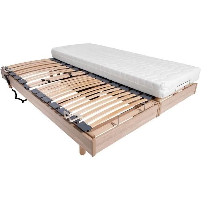 Set relax: materasso + basi letto elettriche 2x90x200 - Schiuma - Rigido - TALCA Made in France