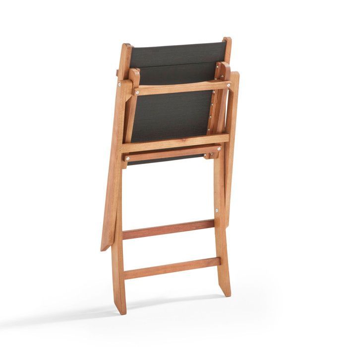 Ensemble table carrée pliante et 2 chaises pliantes noir - Oviala