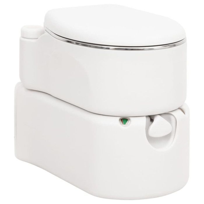 Inodoro portátil integrado para camping, blanco, 24+17 L, HDPE y acero.