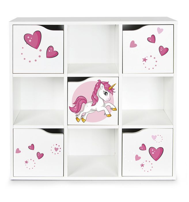 Kubico Max -Lovely Licorne-  29 x 89 x 89,5 cm Bibliothèque Colorée pour Enfants  Élégant et Fonctionnel