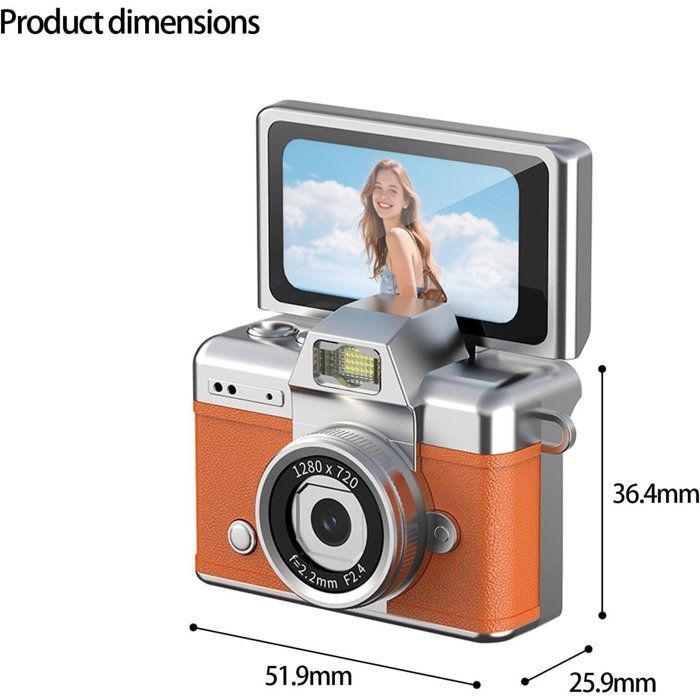 Mini appareil photo porte-clés - Caméra numérique 1080p avec carte TF 64 Go, gadget compact pour enfants et adultes, objet de