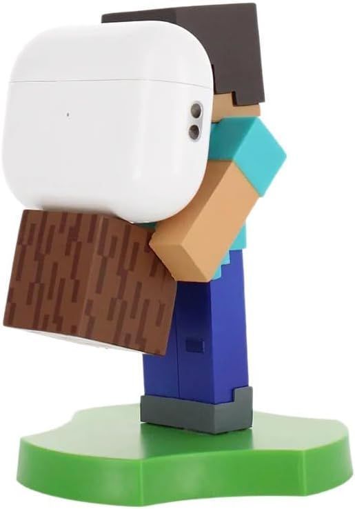 Minecraft Steve Figurine - EXQUISITE GAMING - Cable Guys - Headphone, smartphone or small accessory holder - 20 cm