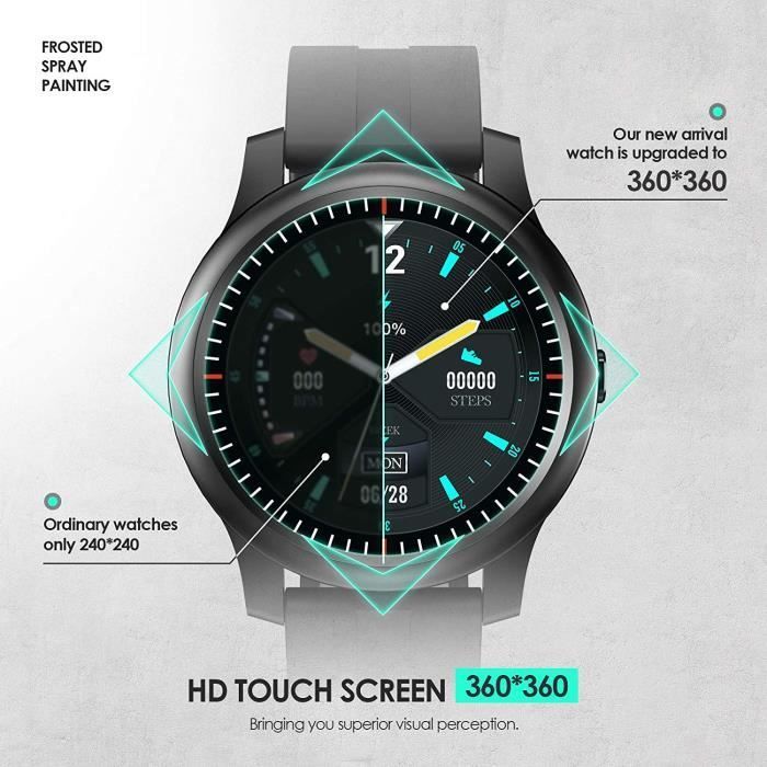 Men's Smartwatch, Sports Watch, Bluetooth, Waterproof, Heart Rate Monitor, Pedometer, Activity Tracker for iPhone, Android, iOS