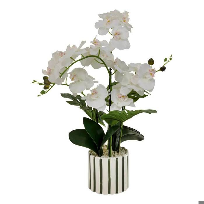 Künstliche asiatische Orchidee, 81 cm hoch, grüner Steinguttopf – Atmosphera Interior Designer