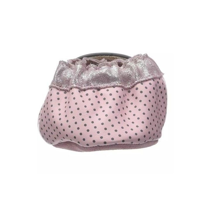 Baby leather slippers - ROBEEZ - Home Sweet Home - Grey - Flat heel - Elastic cord