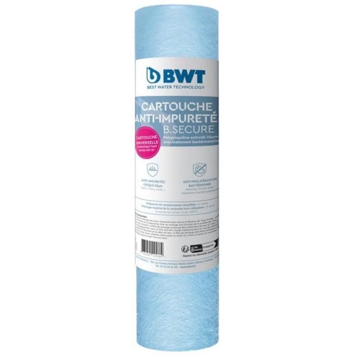BWT filter cartridge - B.SECURE - 25µm impurity filter - antibacterial - Compatible with all 10