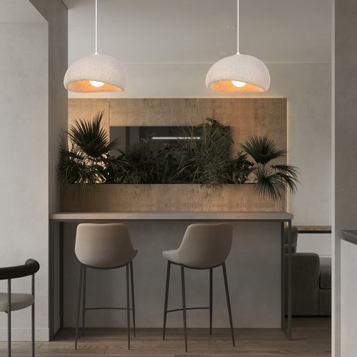 SNOGOLD 2x Suspension Vintage Lustre Industriel, Abat-jour en Résine de Dôme Gris Ø40cm, E27 Luminaire Éclairage pour Couloir Salon