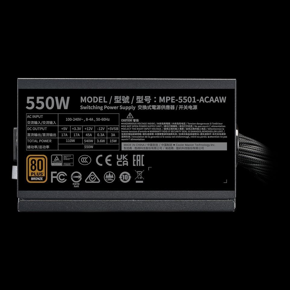 Alimentatore per PC - COOLER MASTER - MPE-5501-ACAAW-3BEU - MWE 550W V3 ATX 3.1 - 80+ BRONZE - 550 W