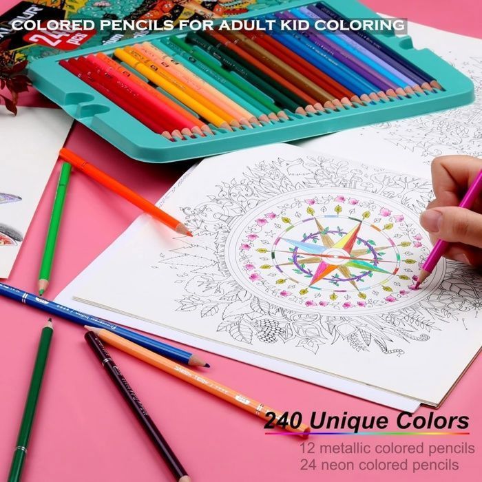 Crayons de couleur professionnels, lot de 240 couleurs, noyau souple avec couleurs vives, idéal pour le dessin, l'esquisse