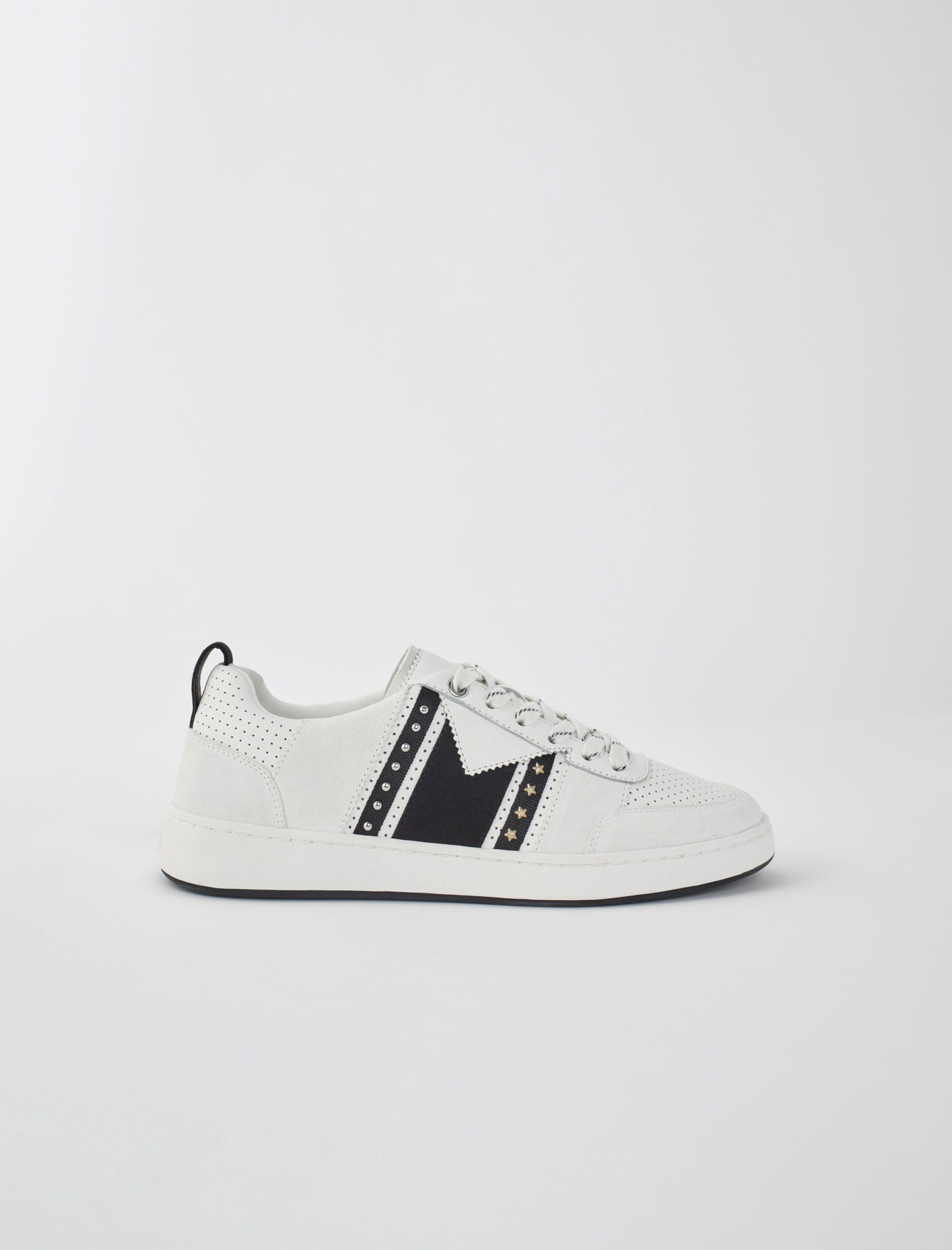 Tweekleurige leren sneakers - Zwart / Wit