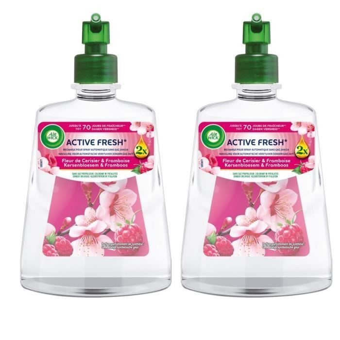 AIR WICK 2er-Pack Nachfüllpackungen für automatische, gasfreie Sprühgeräte, Kirschblüte und Himbeere