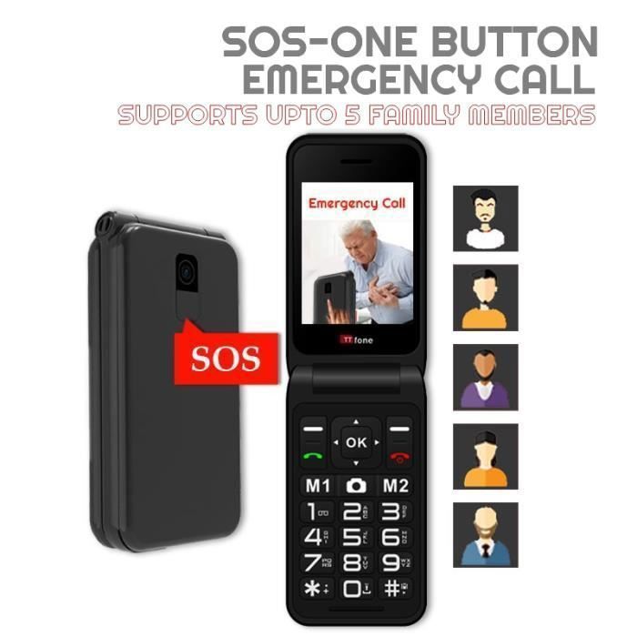Telefono cellulare TTfone TT760 con tasti grandi e tecnologia 4G, ideale per anziani, con pulsante di assistenza di emergenza (nero, con stazione di ricarica)