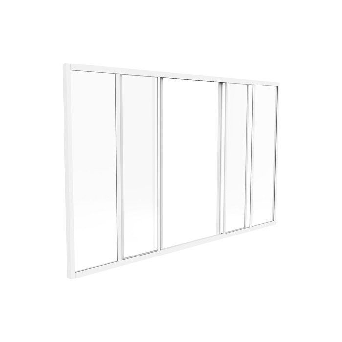 Mampara de cristal corredera de aluminio con recubrimiento de polvo blanco, 180x105 cm - RAVENA