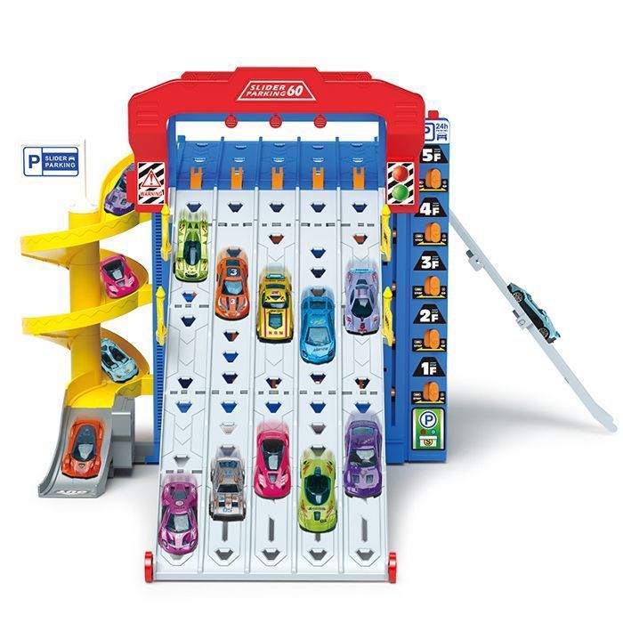 Parking à Toboggans VATOS avec 10 Voitures - Jouet Enfant véhicule de course pour 2-4 joueurs - Cadeau enfant 3+ans