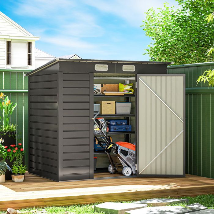 Abri de jardin 2,3m² - Outsunny - cabanon Porte verrouillable - dim. 191L x 130P x 166,5-183H cm - acier
