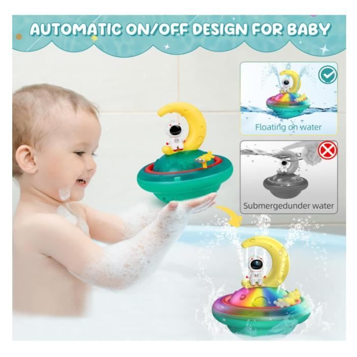 Juguetes de baño para niños de 2 años con fuente de luz LED, juguetes de ducha con sensor automático, juguetes para bañera y piscina.