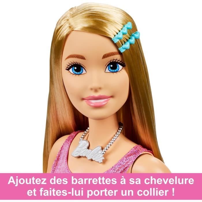 Barbie Très grande poupée blonde 71 cm, robe rose irisée, Barbie Fashionista A Partir De 3 Ans, HJY02