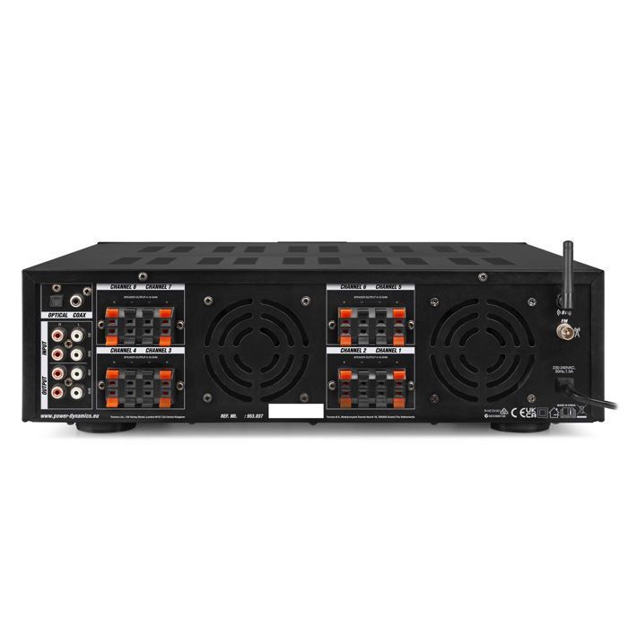 Power Dynamics PV280BT 8-Zone Bluetooth Audio Amplifier - 16 x 50W, MP3 Player, USB/SD, FM Radio