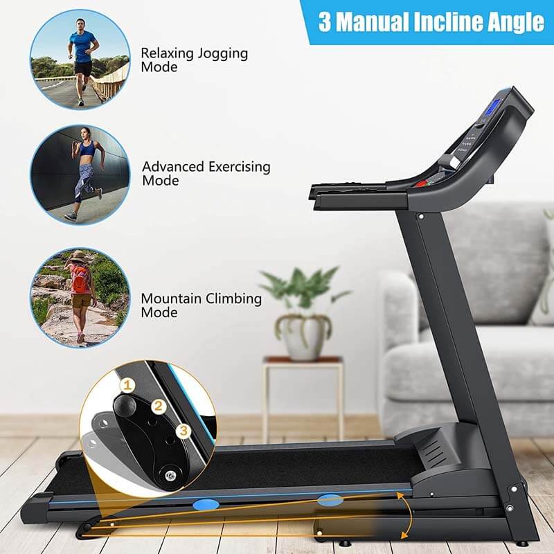 2,25 PS starkes, klappbares Laufband für Zuhause/Fitnessstudio, elektrisch betriebenes, tragbares Lauf- und Gehgerät mit Blu-ray-LCD-Display