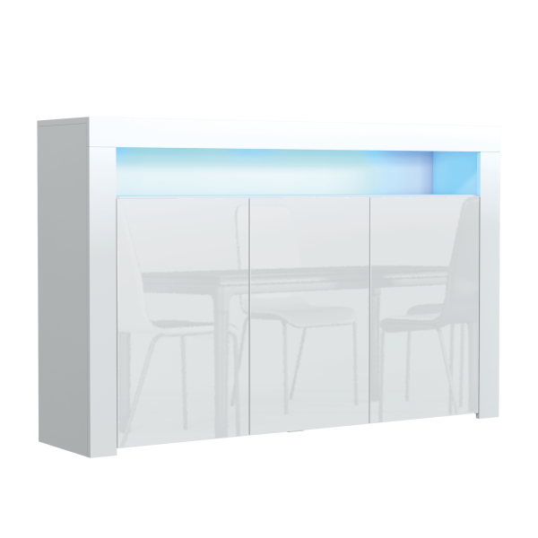 Komoda 155cm RTV ONE FURNITURE - Biały Laminat & Połysk