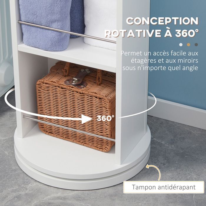 kleankin - meuble colonne de salle de bain - Panneau de particules - 36x36x171cm - Blanc